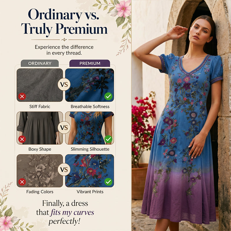 Gluschwein - 🔥Neuheiten & Sonderangebote – Vintage-Maxikleid für Damen mit V-Ausschnitt und Blumenmuster