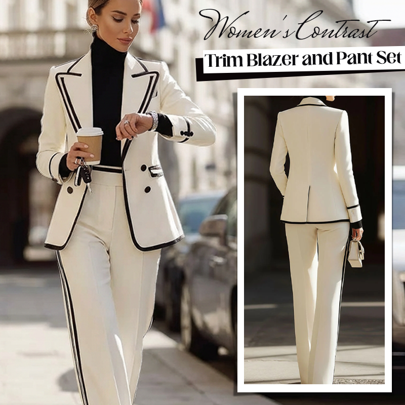 Gluschwein - Damen Blazer und Hose mit Kontrastbesatz
