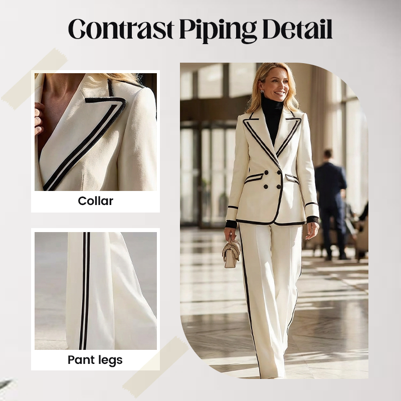 Gluschwein - Damen Blazer und Hose mit Kontrastbesatz