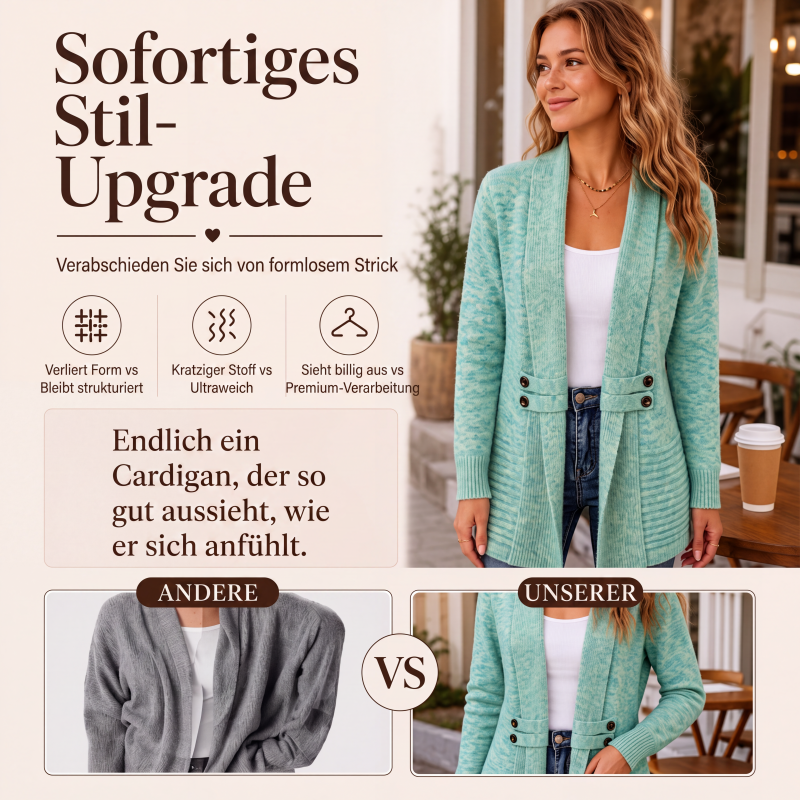Gluschwein - Damen lässiger zweireihiger Strickcardigan