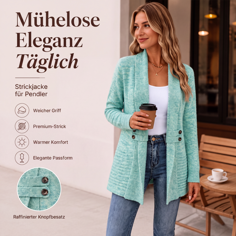 Gluschwein - Damen lässiger zweireihiger Strickcardigan