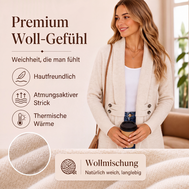 Gluschwein - Damen lässiger zweireihiger Strickcardigan