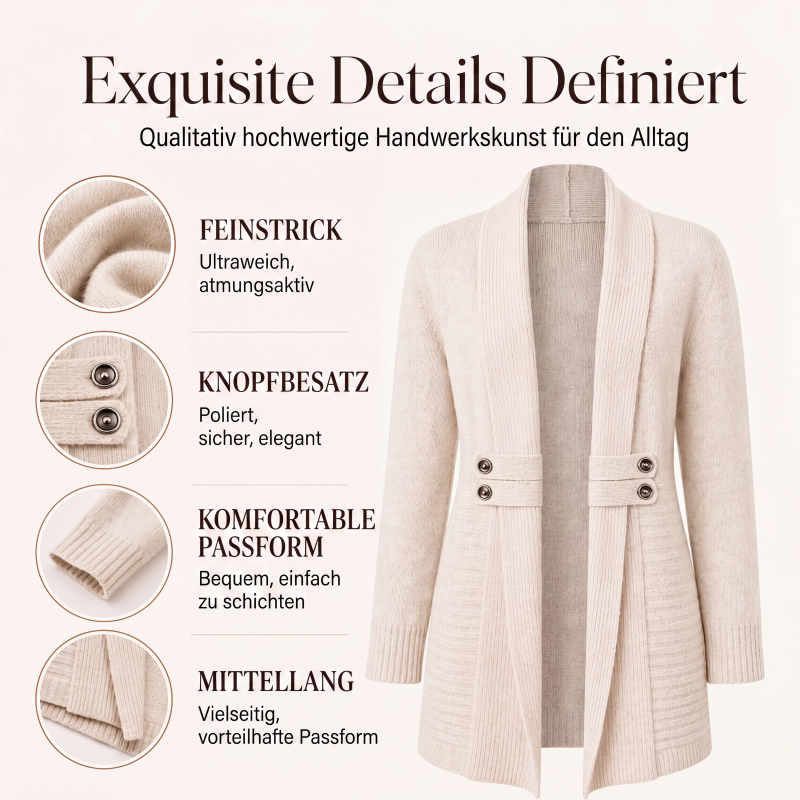 Gluschwein - Damen lässiger zweireihiger Strickcardigan