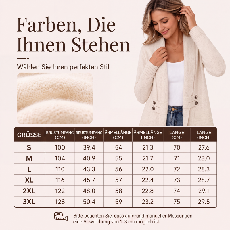 Gluschwein - Damen lässiger zweireihiger Strickcardigan