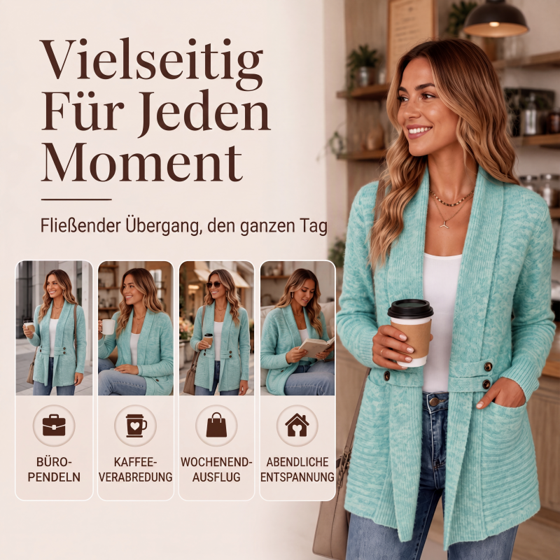 Gluschwein - Damen lässiger zweireihiger Strickcardigan
