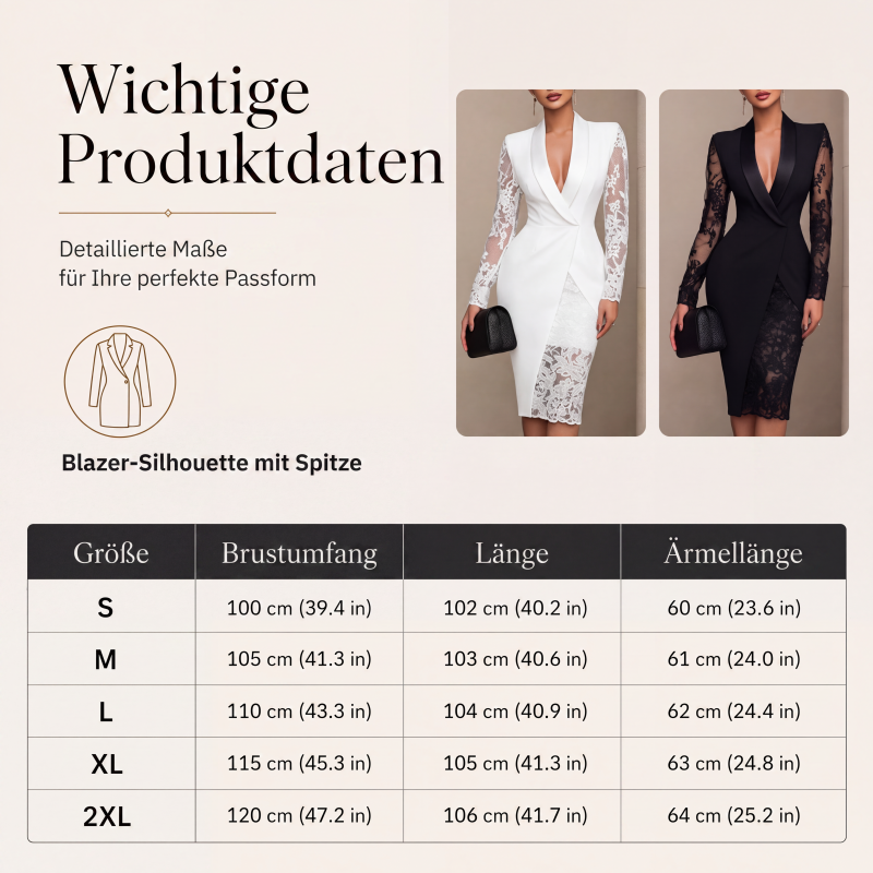 Gluschwein - Elegantes Damen-Körperbetontes Kleid mit V-Ausschnitt und Spitzenärmeln