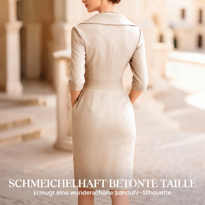 Gluschwein - Elegantes Etuikleid mit Reverskragen und Taschen