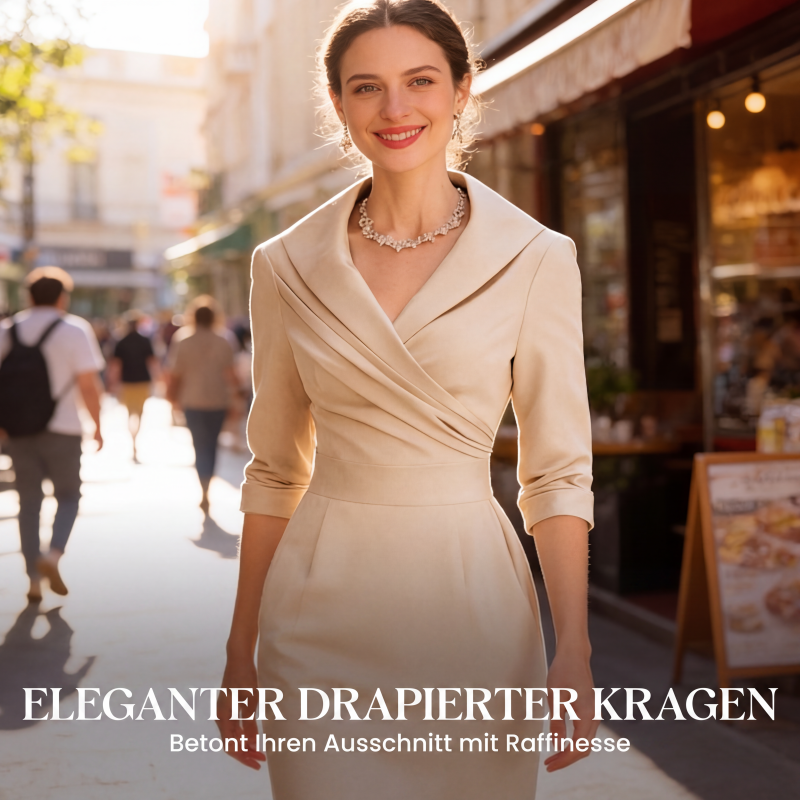 Gluschwein - Elegantes Etuikleid mit Reverskragen und Taschen