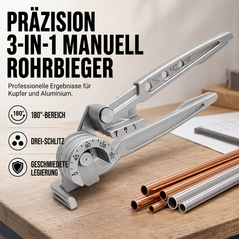 【⚙️Limitiertes Angebot – 50 % Rabatt!!】🔩 3‑in‑1 Manuelle Rohrbiegemaschine 🛠️ Hand Rohr‑Biegewerkzeug für Heim‑ & Werkstattgebrauch