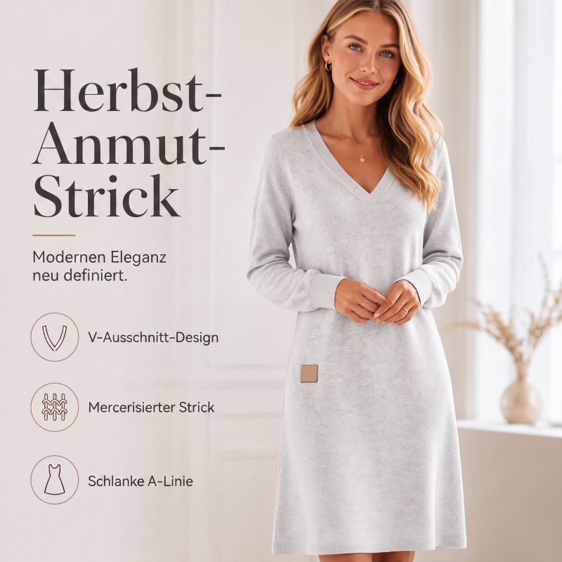 Schmeichelndes Midikleid mit V-Ausschnitt