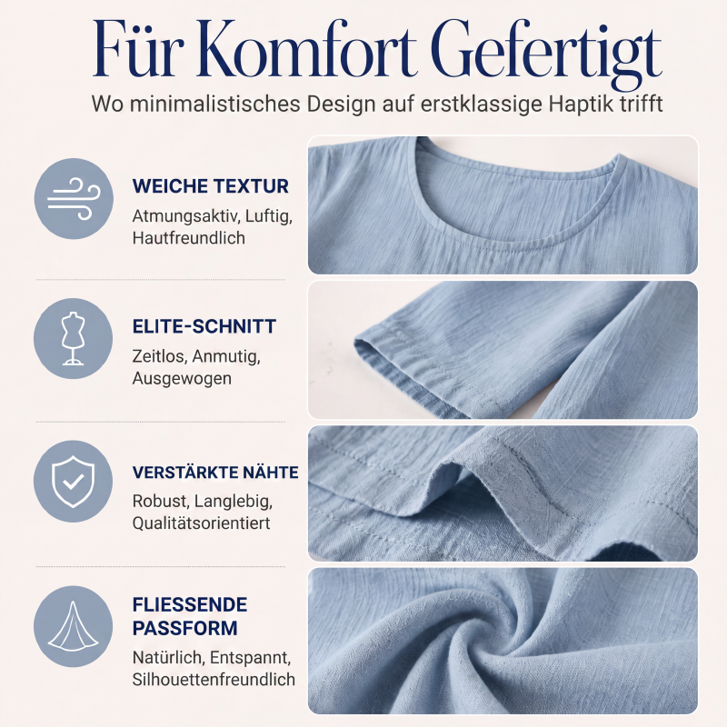 Oberteil für Damen, legeres Design mit Rundhalsausschnitt und 3/4-Ärmeln