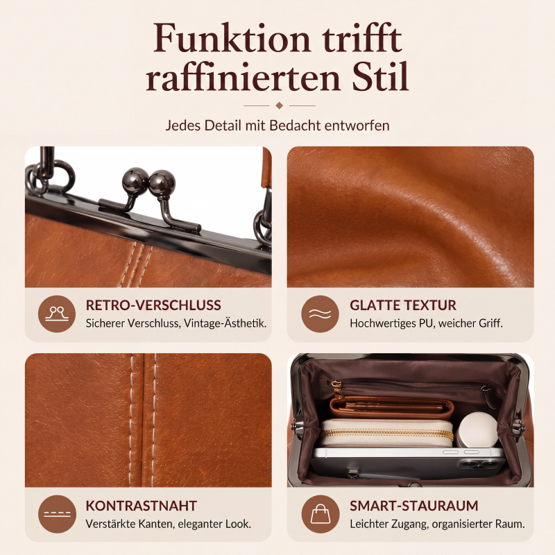 Vintage-Klemmverschlusstasche – 2-in-1 zum Tragen und Ordnen