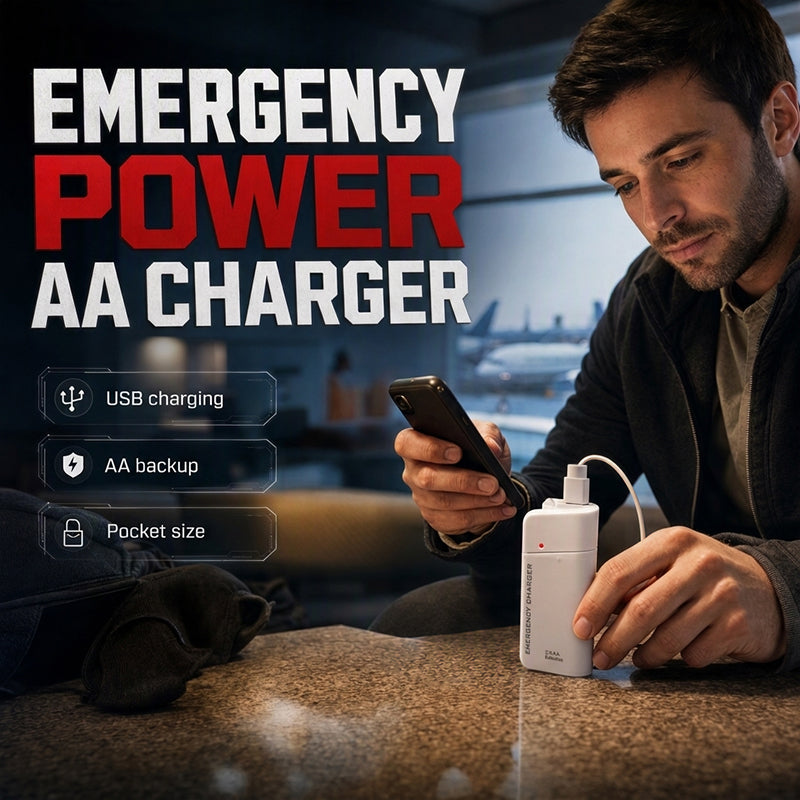 🔋 Tragbares Notfall-Handyladegerät mit AA-Batteriebetrieb und LED-Taschenlampe