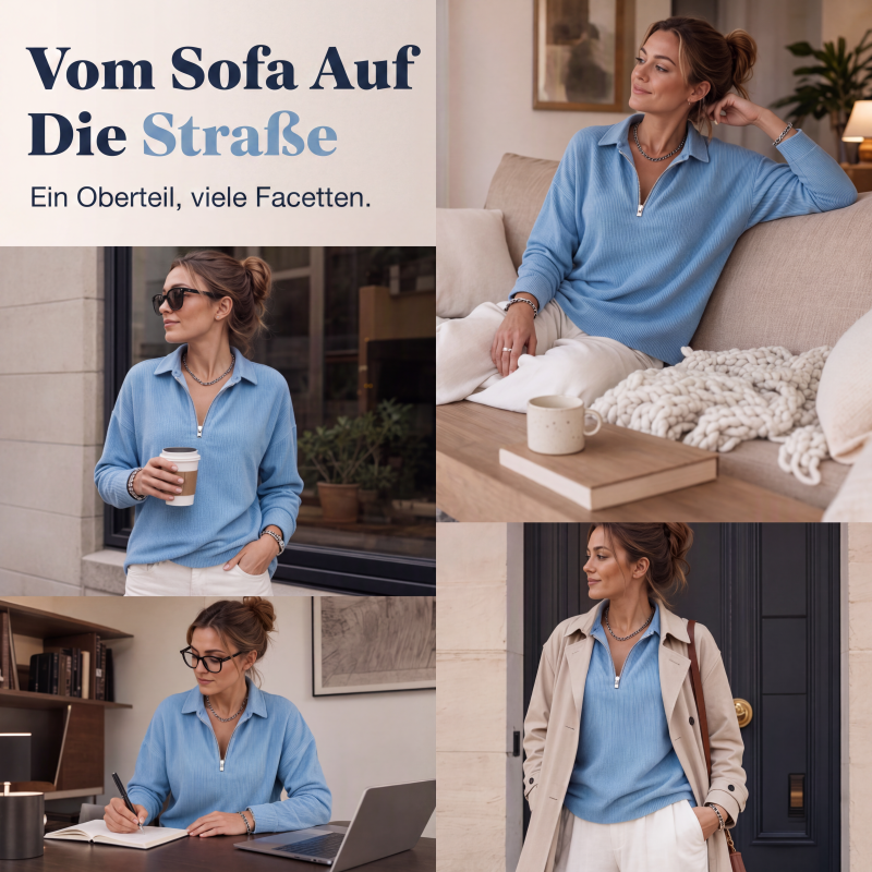 Oberteil mit Reißverschluss und lockerer Textur