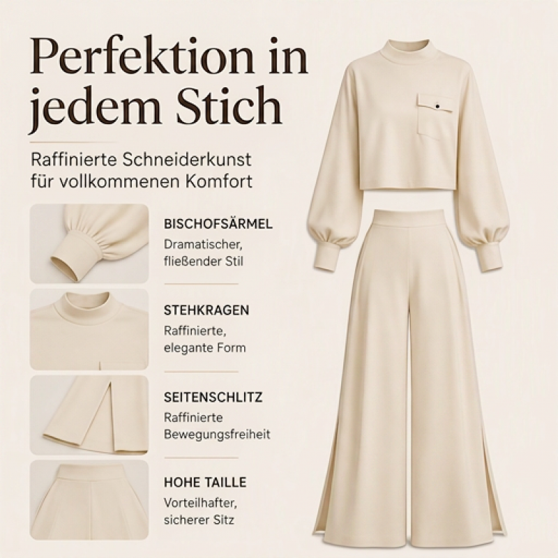 Damen-Lässiges Set aus kurzem Oberteil und weiten Hosen