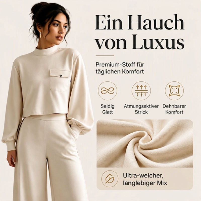 Damen-Lässiges Set aus kurzem Oberteil und weiten Hosen