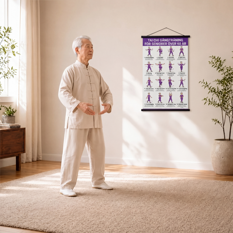 🧘 JETZT 50 % RABATT! 📋 Tai-Chi-Trainingsposter für Senioren – Leicht nachvollziehbare Übungen, große Schrift und Illustrationen – Sanfte tägliche Übungen für Gleichgewicht und Beweglichkeit 💪