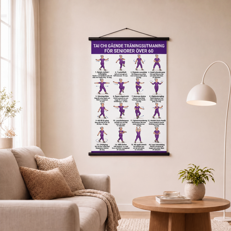 🧘 JETZT 50 % RABATT! 📋 Tai-Chi-Trainingsposter für Senioren – Leicht nachvollziehbare Übungen, große Schrift und Illustrationen – Sanfte tägliche Übungen für Gleichgewicht und Beweglichkeit 💪