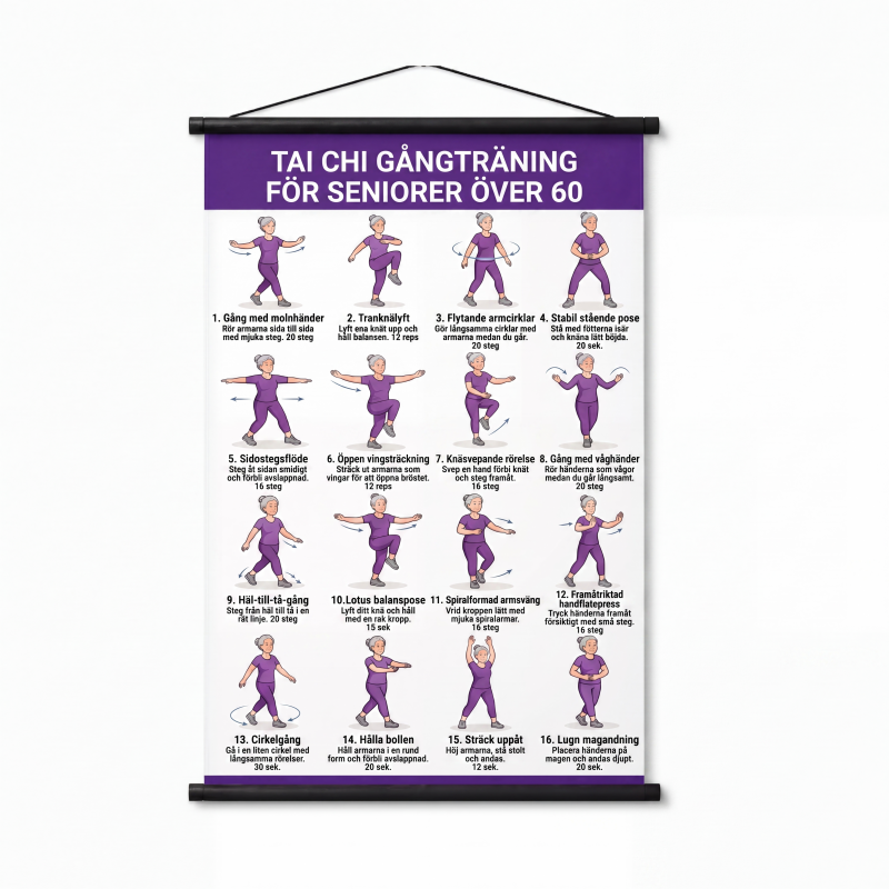 🧘 JETZT 50 % RABATT! 📋 Tai-Chi-Trainingsposter für Senioren – Leicht nachvollziehbare Übungen, große Schrift und Illustrationen – Sanfte tägliche Übungen für Gleichgewicht und Beweglichkeit 💪
