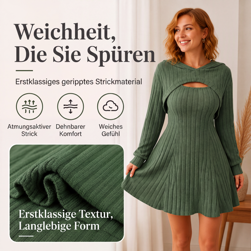 Zweiteiliges Rippstrick-Outfit für Damen