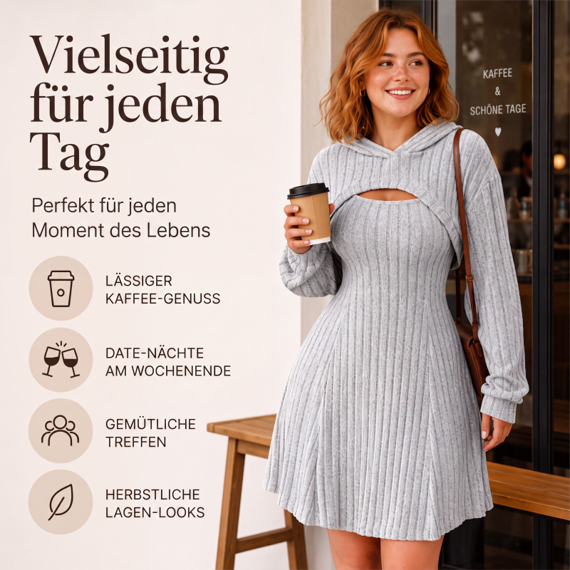 Zweiteiliges Rippstrick-Outfit für Damen