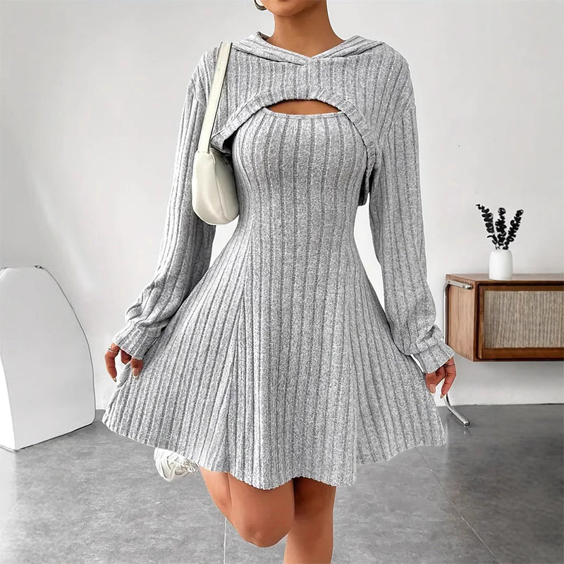 Zweiteiliges Rippstrick-Outfit für Damen