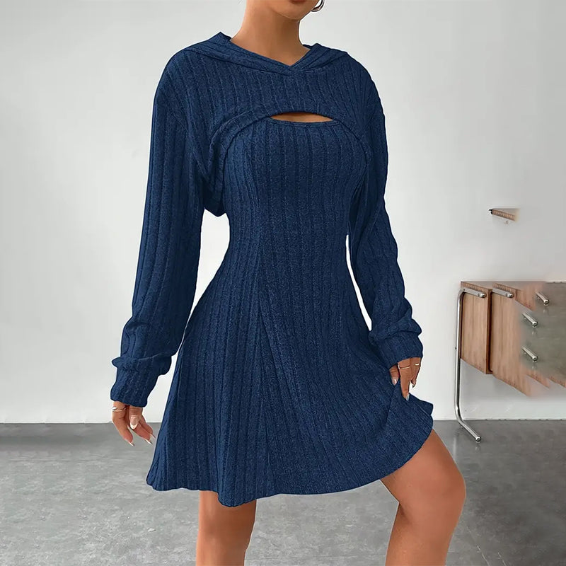 Zweiteiliges Rippstrick-Outfit für Damen