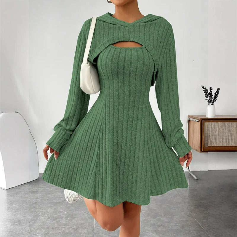Zweiteiliges Rippstrick-Outfit für Damen
