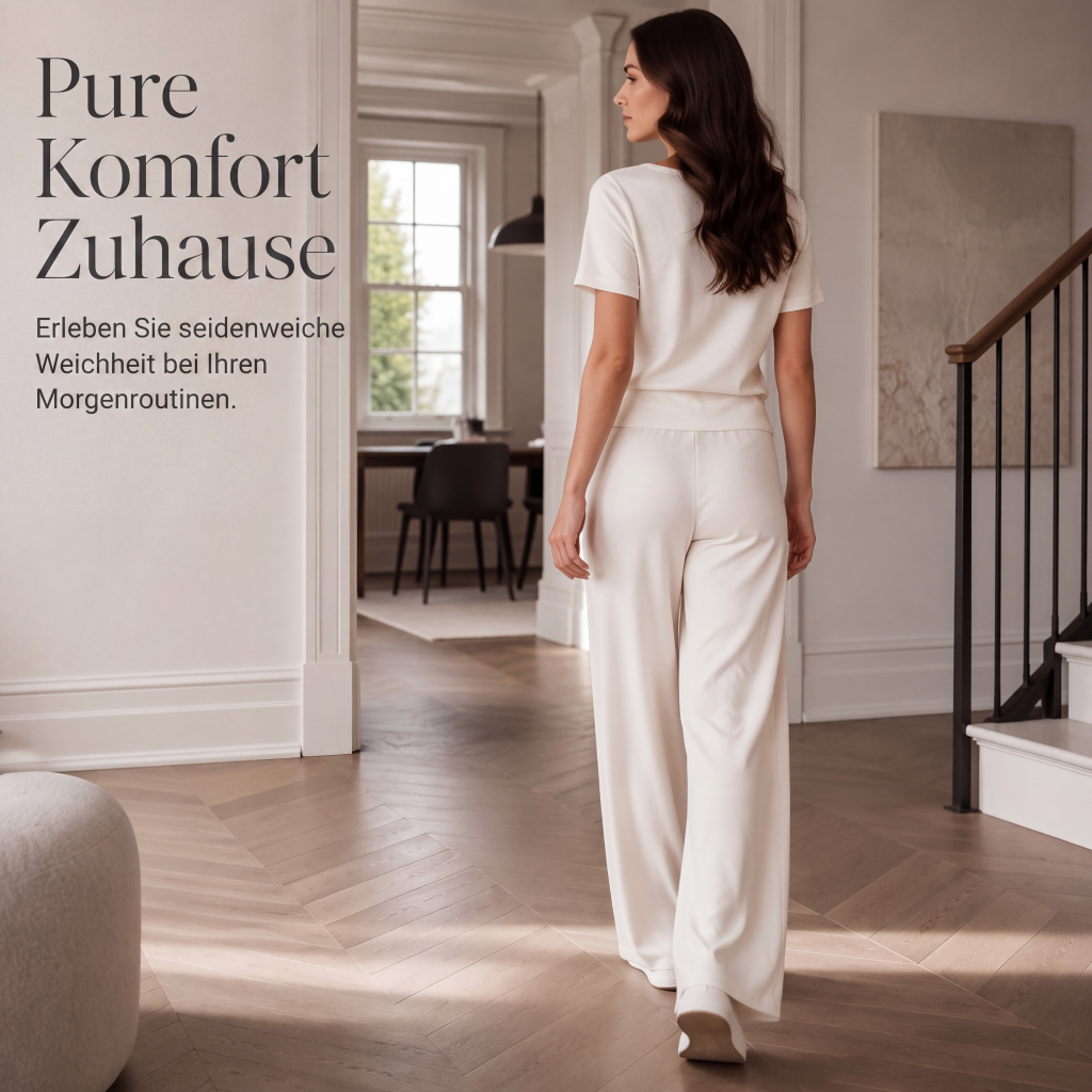 Zweiteiler-Set für Damen: Oberteil und Weite-Hose