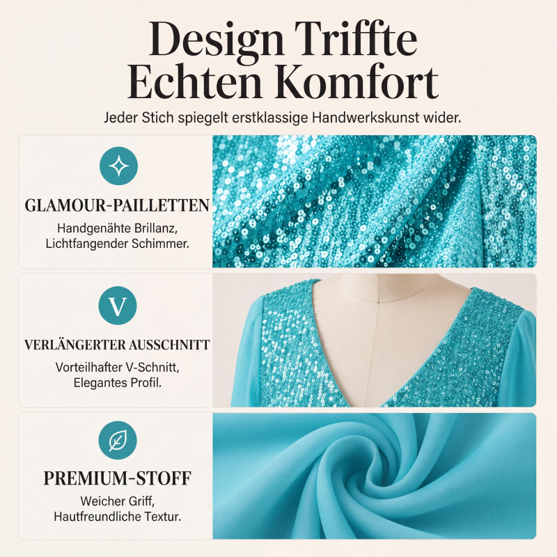 📢📢50%Rabatt!!!🎉✨Elegantes Pailletten-Oberteil mit V-Ausschnitt für Damen