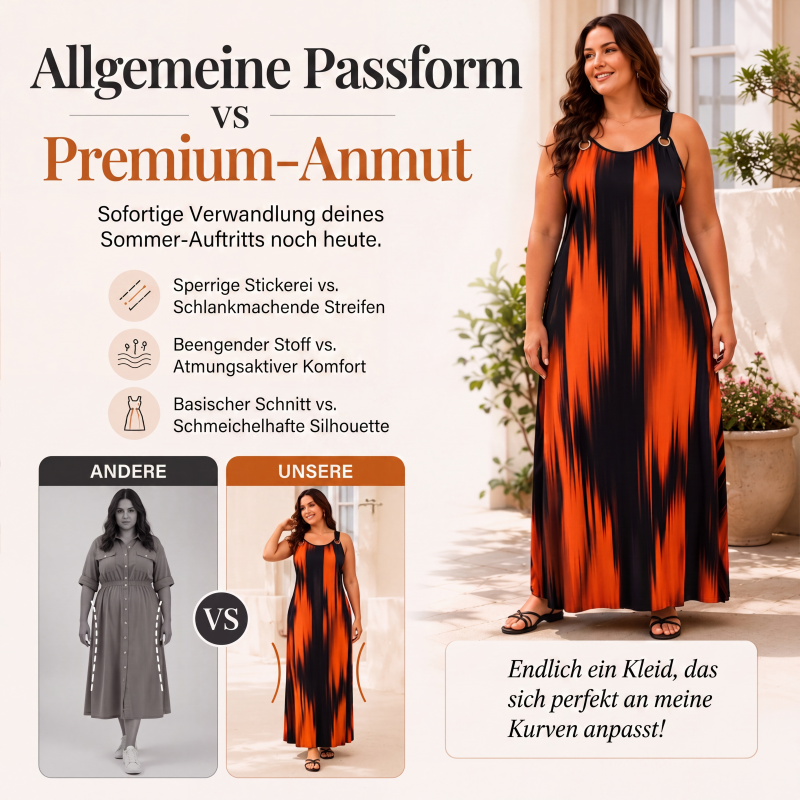 💨 Wer zögert, zahlt mehr – kein Scherz! Ärmelloses gestreiftes Kleid für Damen in Übergröße