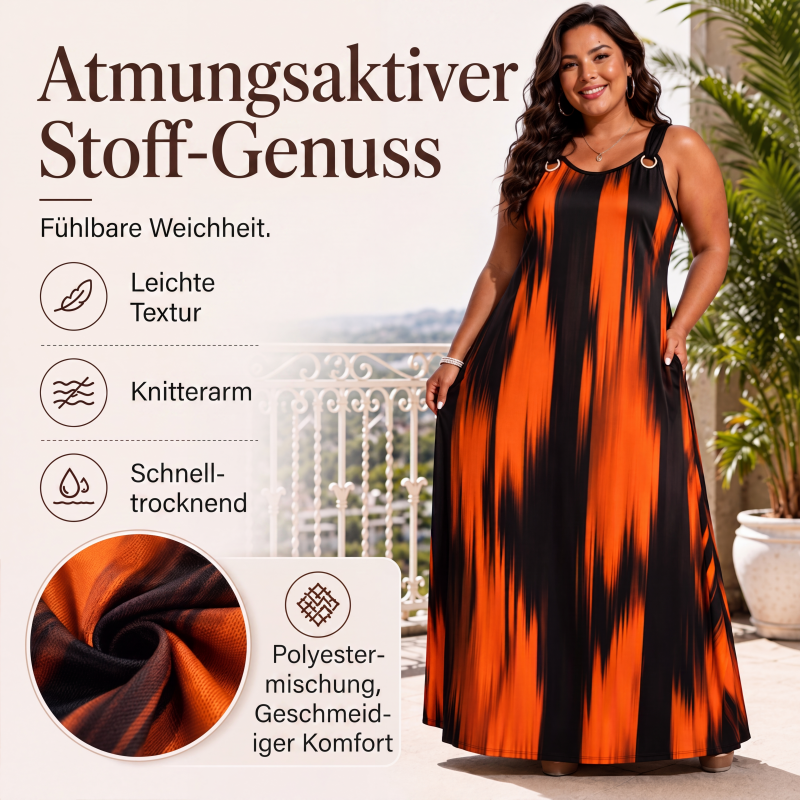💨 Wer zögert, zahlt mehr – kein Scherz! Ärmelloses gestreiftes Kleid für Damen in Übergröße