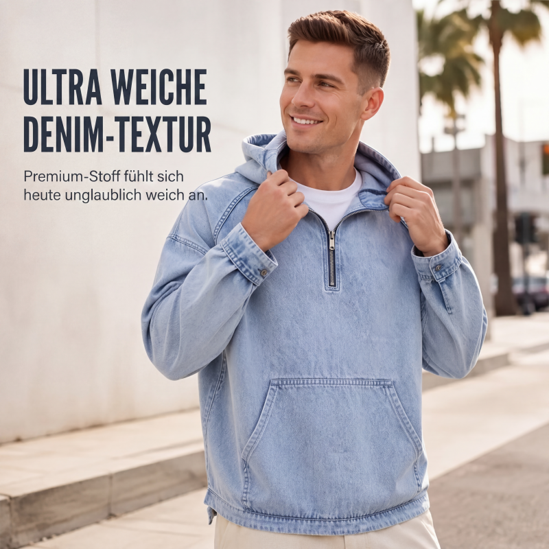 📢📢50%Rabatt!!!🎉💰 Der 50%-Sturm kommt! Herren Freizeit Jeansjacke mit halbem Reißverschluss
