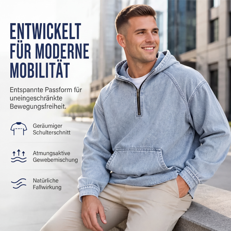 📢📢50%Rabatt!!!🎉💰 Der 50%-Sturm kommt! Herren Freizeit Jeansjacke mit halbem Reißverschluss
