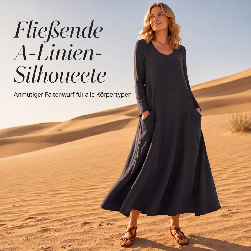 ⏳ Letzter Tag: 50 % Rabatt💕 Damen Langarmkleid in Unifarbe