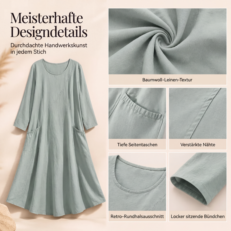 ⏳ Letzter Tag: 50 % Rabatt💕 Damen Langarmkleid in Unifarbe