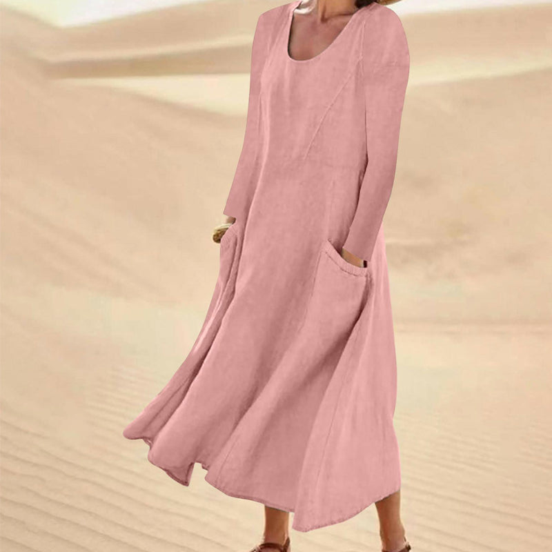 ⏳ Letzter Tag: 50 % Rabatt💕 Damen Langarmkleid in Unifarbe