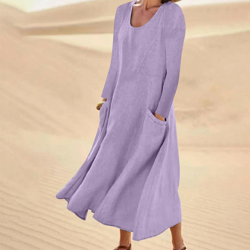 ⏳ Letzter Tag: 50 % Rabatt💕 Damen Langarmkleid in Unifarbe