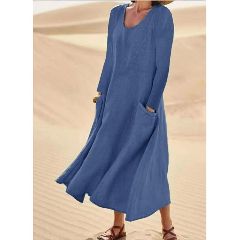 ⏳ Letzter Tag: 50 % Rabatt💕 Damen Langarmkleid in Unifarbe