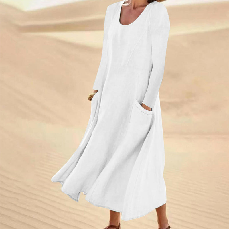 ⏳ Letzter Tag: 50 % Rabatt💕 Damen Langarmkleid in Unifarbe