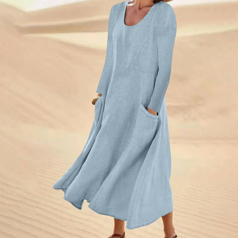 ⏳ Letzter Tag: 50 % Rabatt💕 Damen Langarmkleid in Unifarbe