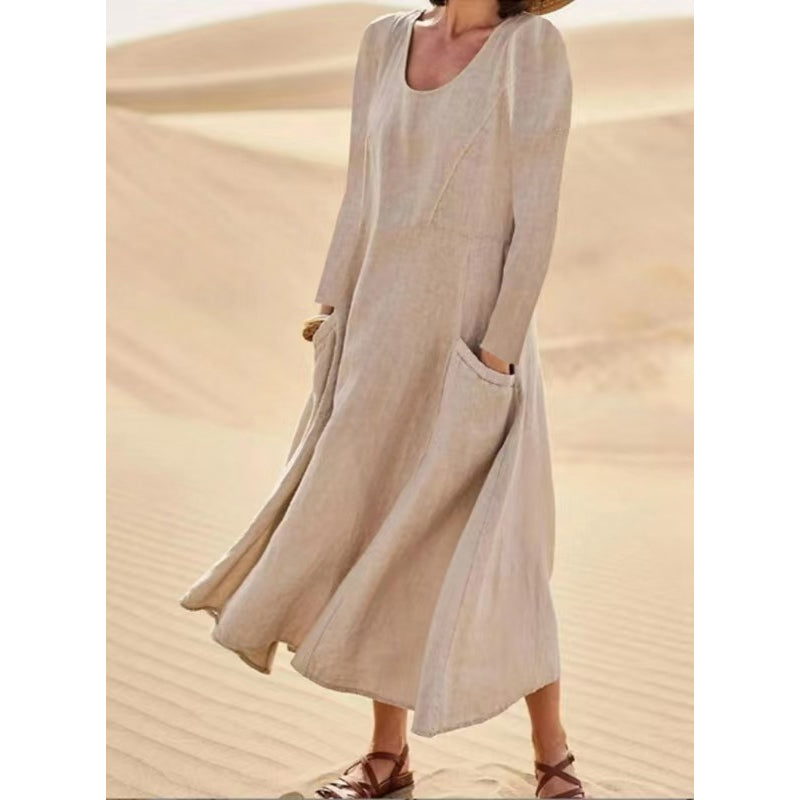 ⏳ Letzter Tag: 50 % Rabatt💕 Damen Langarmkleid in Unifarbe