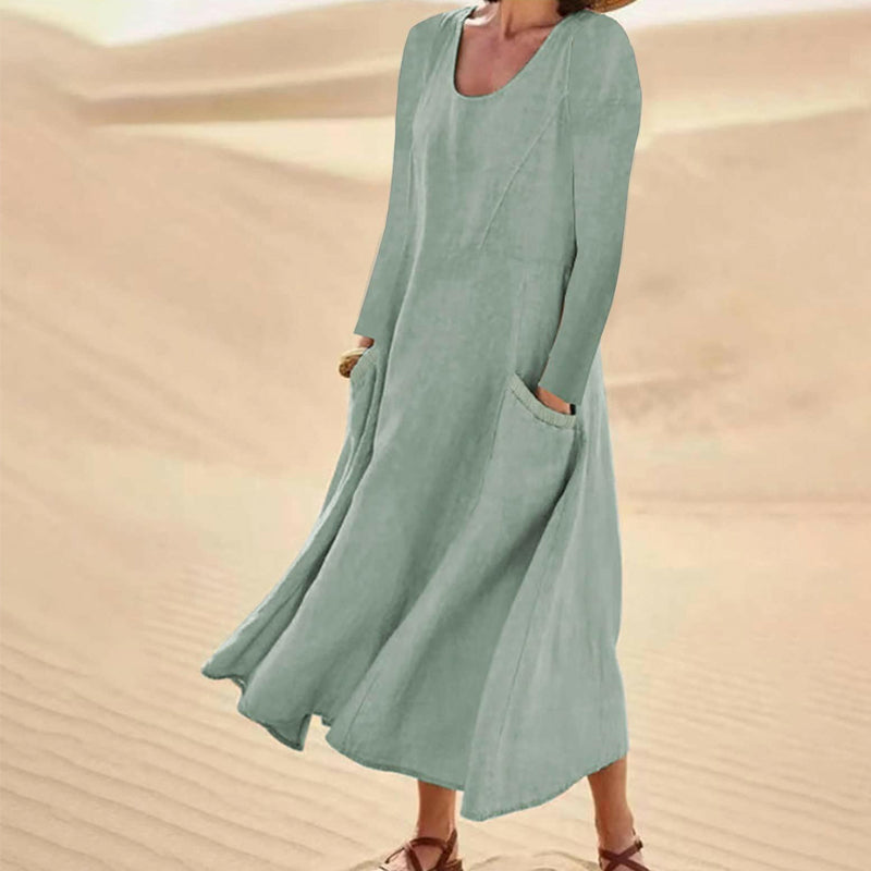 ⏳ Letzter Tag: 50 % Rabatt💕 Damen Langarmkleid in Unifarbe