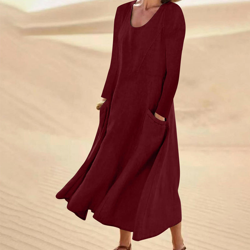 ⏳ Letzter Tag: 50 % Rabatt💕 Damen Langarmkleid in Unifarbe