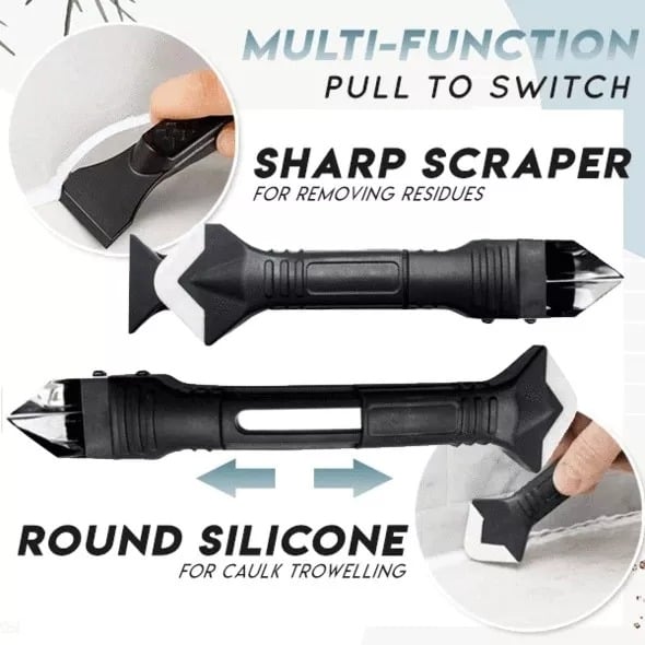 🔥 9-teiliges Silikon-Dichtwerkzeug-Set, 3-in-1-Werkzeug zur Entfernung von Fugen (Edelstahlkopf) und Schabberhilfe zum Entfernen von Fugenmaterial, Entferner für Dichtungsmittel für Küche/Bad/Fenster
