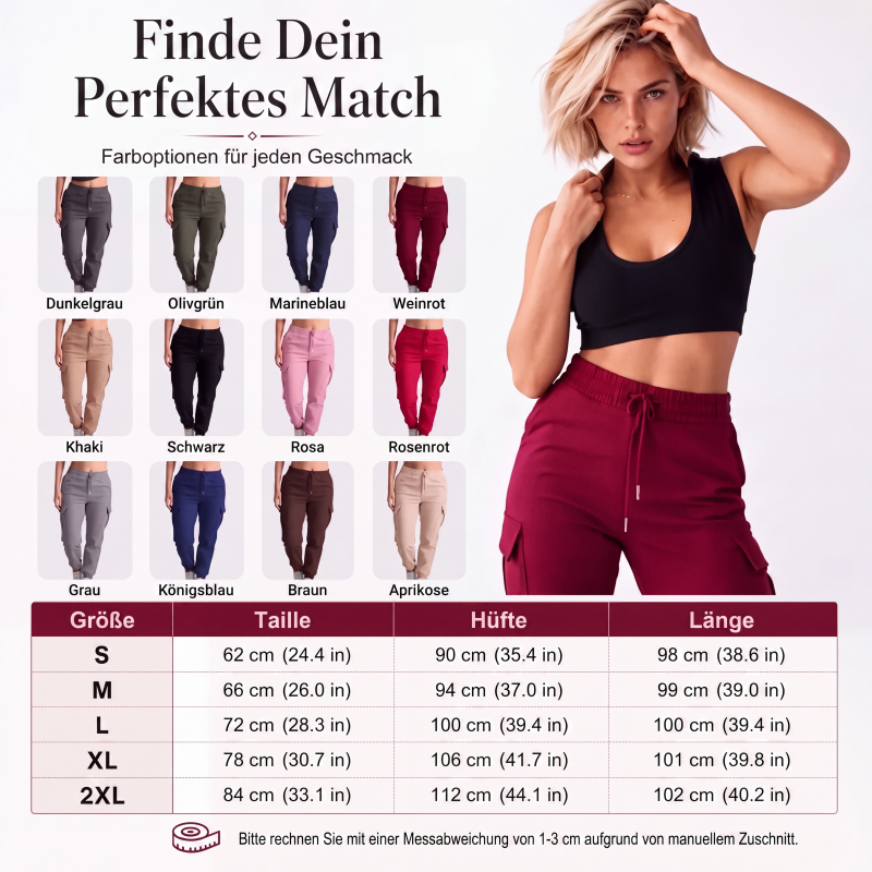 🔥 Bestseller – Jetzt besonders günstig 👖 Damen-Cargohose mit Kordelzug – Bequeme Passform, praktische Taschen & trendiger Look ✨