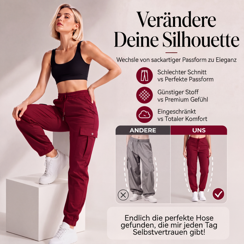 🔥 Bestseller – Jetzt besonders günstig 👖 Damen-Cargohose mit Kordelzug – Bequeme Passform, praktische Taschen & trendiger Look ✨
