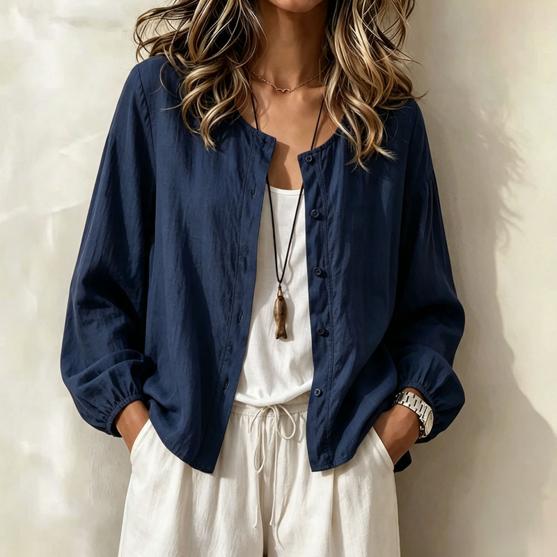 📢📢50%Rabatt!!!🎉✨Lockere Damen-Hemdjacke in Unifarbe mit Knopfleiste