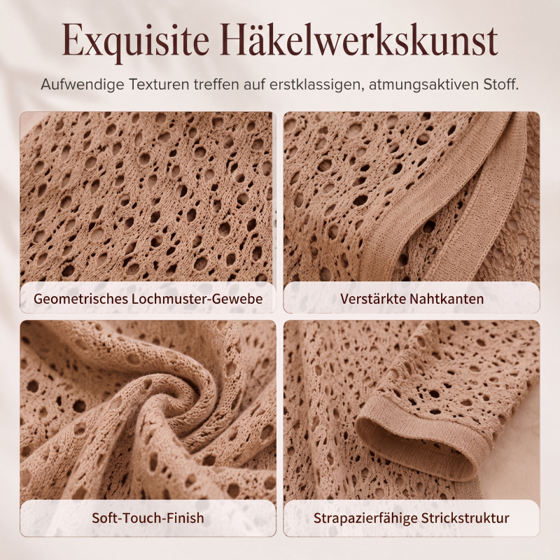 Leichtes Lochstrick-Cardigan für Damen, lässiger Stil