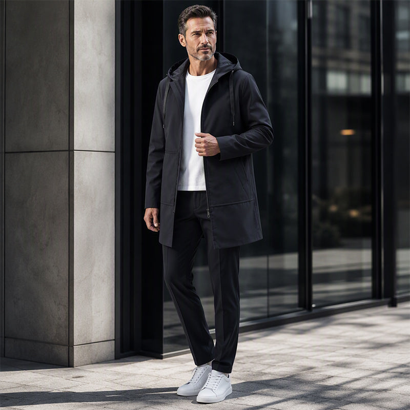 📢📢50%Rabatt!!!🎉✨Mittellange Windjacke mit Kapuze für Herren